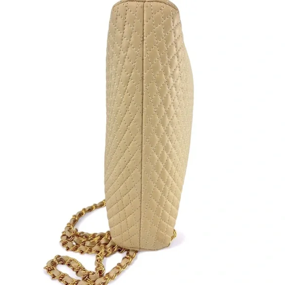 Bally Lambskin Leather Quilted Crossbody Bag with Gold Tone Chain in Cream - Picture 4 of 16